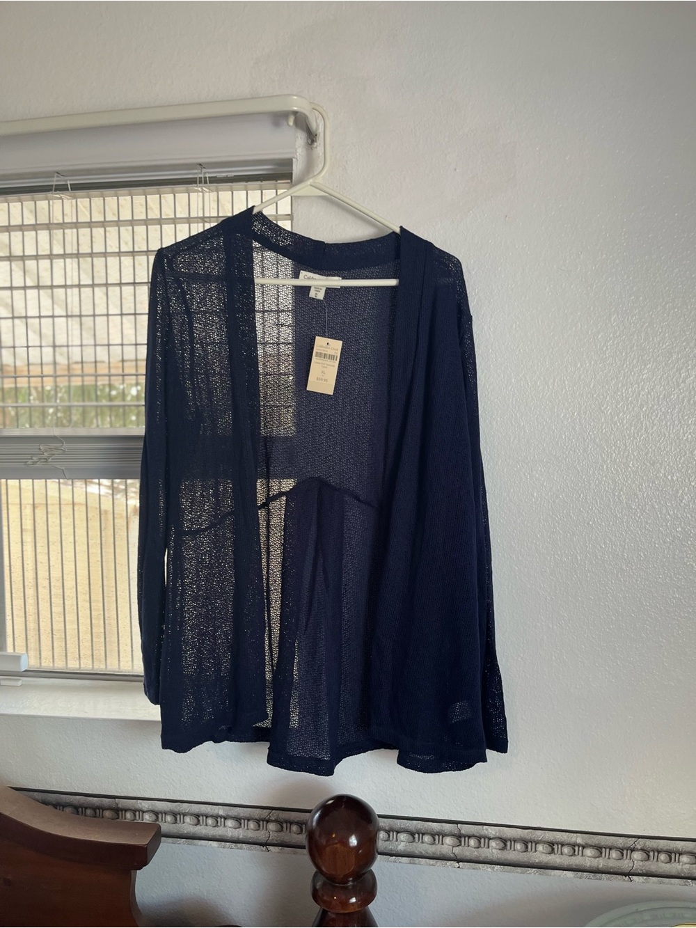 Coldwater Creek Navy Loose Knit Textured Cardigan